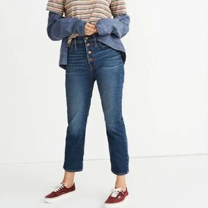 Madewell The Perfect Vintage Crop Jeans Button Fly Women's Dark Blue sz 28.